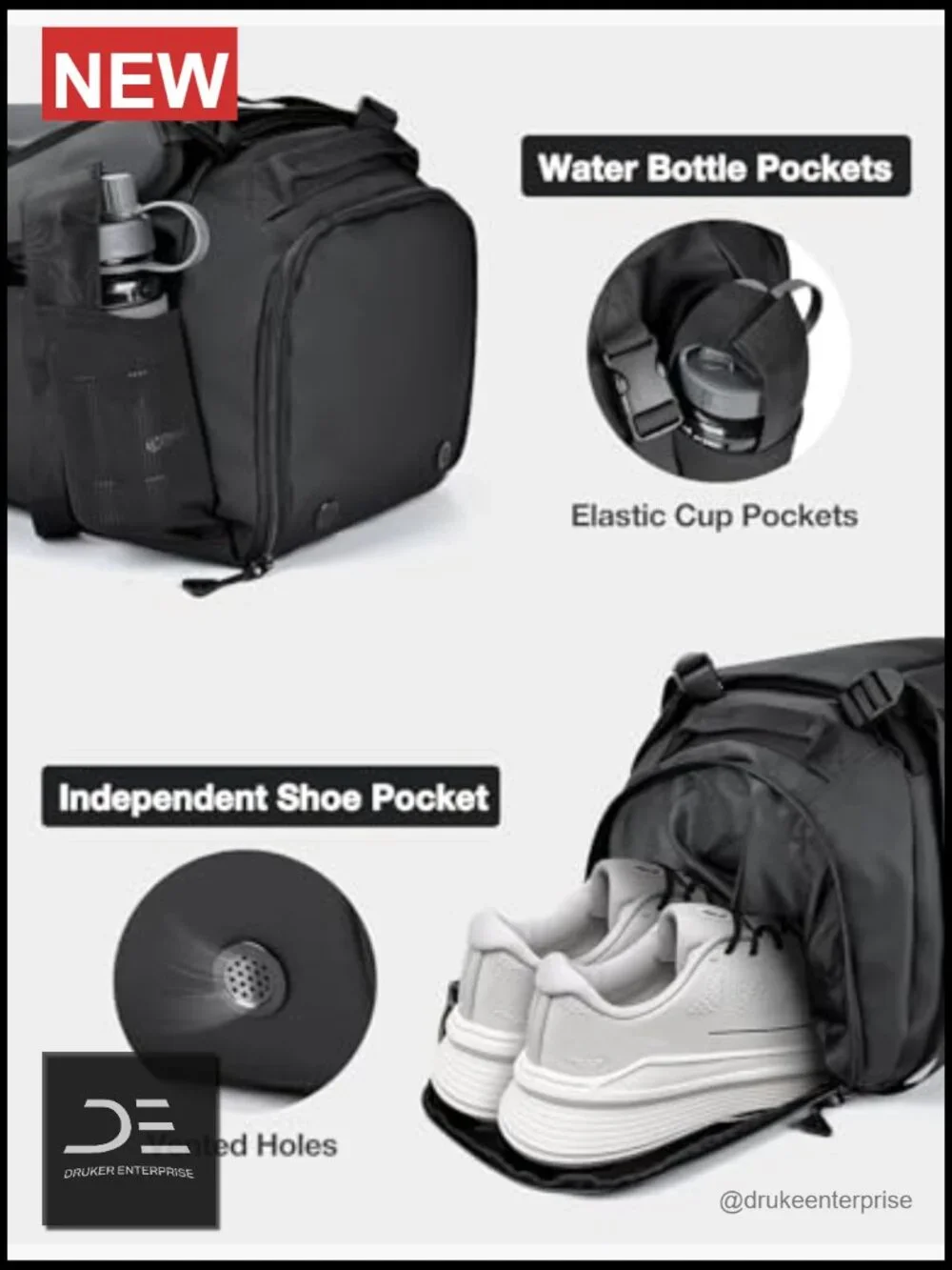 Convertible 3-in-1 Gym Backpack Duffel with Shoe Compartment, Water-Resistant,